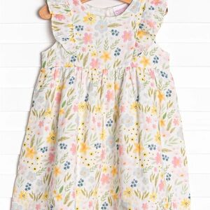Stitchy Fish Flower Fields Muslin Dress, Pink 3T